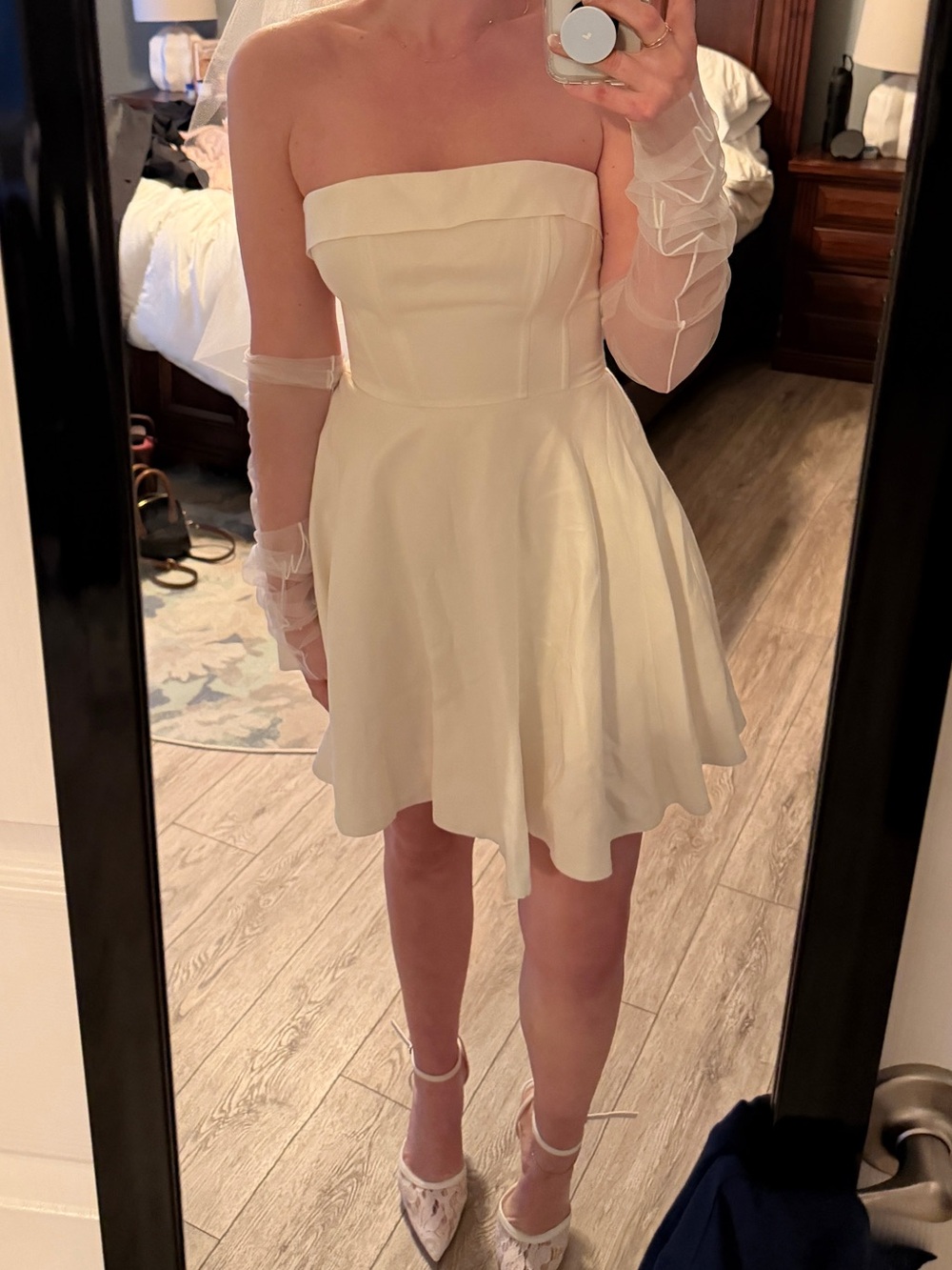 Ever New Strapless Cream Mini Dress